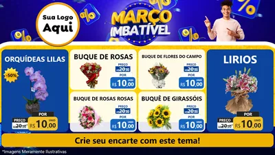 Modelo de TV para TV Horizontal com o tema Março Imbatível para Floricultura e jardim