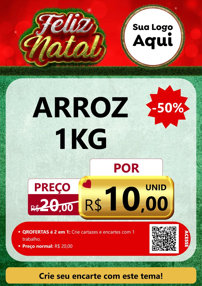 Modelo de Cartaz para Cartaz A4 Vertical com o tema Feliz Natal para Supermercado