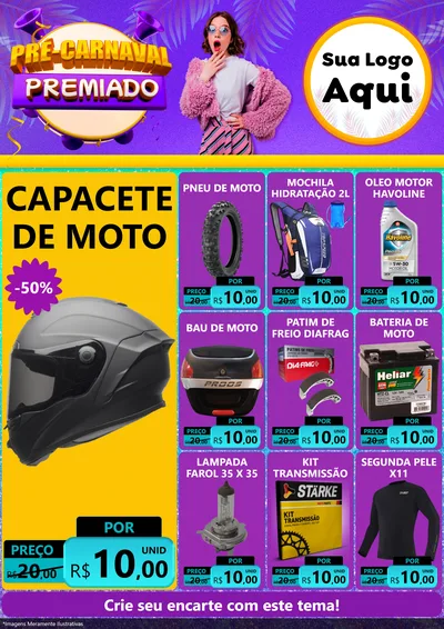 Modelo de Encarte para Encarte A4 Vertical com o tema Pré-Carnaval Premiado para Moto peças