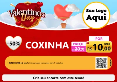 Modelo de Cartaz para Cartaz A4 Horizontal com o tema Valentine's Day para Salgadaria