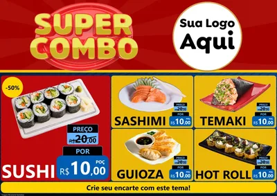 Modelo de Encarte para Encarte A4 Horizontal com o tema Super Combo para Comida japonesa