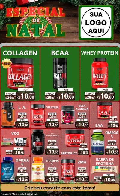Modelo de Encarte para Encarte Grande com o tema Especial de Natal para Suplementos alimentares