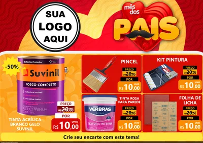 Modelo de Encarte para Encarte A4 Horizontal com o tema Mês Dos Pais para Tintas e Ferramentas