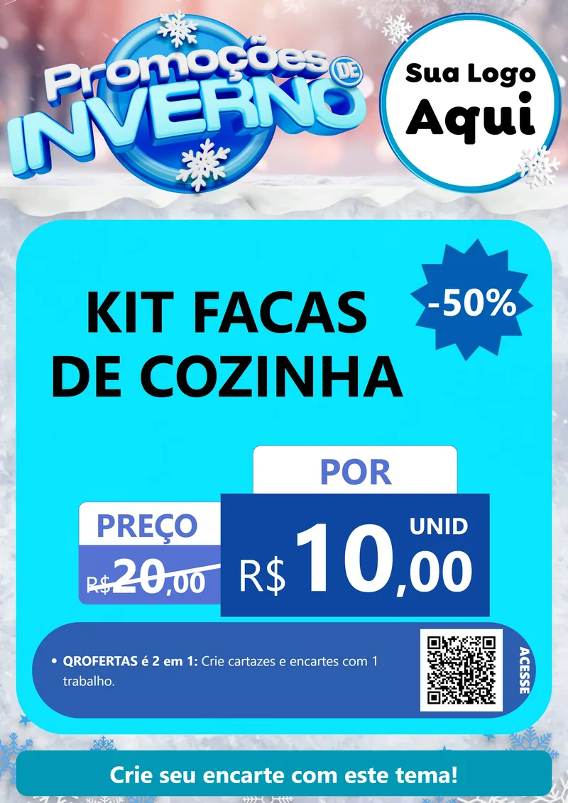 Modelo de Cartaz para Cartaz A4 Vertical com o tema Promoções de Inverno para Utilidades Domésticas