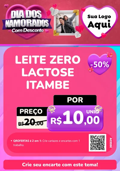 Modelo de Cartaz para Cartaz A4 Vertical com o tema Dia Dos Namorados Com Desconto para Frios e Laticínios