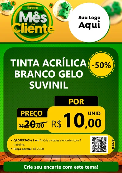 Modelo de Cartaz para Cartaz A4 Vertical com o tema Especial Mês do Cliente para Tintas e Ferramentas