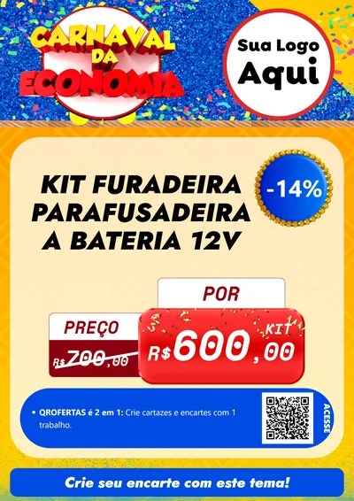 Modelo de Cartaz para Cartaz A4 Vertical com o tema Carnaval da Economia para Maquinas e Ferramentas