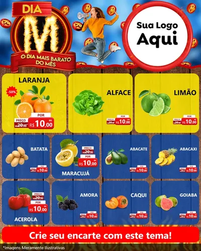 Modelo de Rede Social para Feed Instagram com o tema Dia M - O Dia Mais Barato Do Mês para Hortifrúti