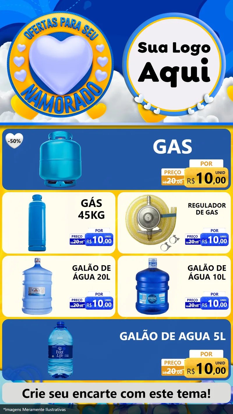 Modelo de TV para TV Vertical com o tema Ofertas Para Seu Namorado para Água e gás