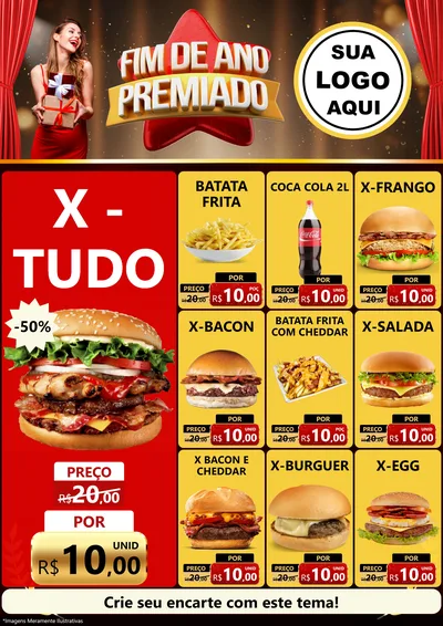 Modelo de Encarte para Encarte A4 Vertical com o tema Fim de Ano Premiado para Hamburgueria
