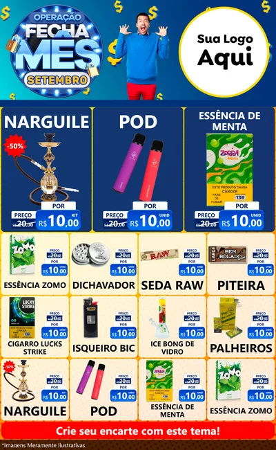 Modelo de Encarte para Encarte Grande com o tema Operação Fecha Mês Setembro para Tabacaria