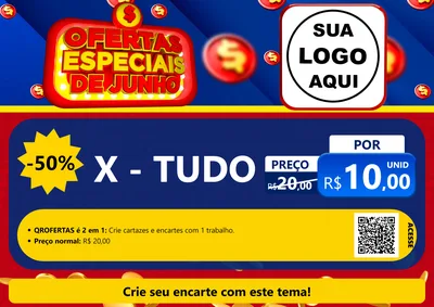 Modelo de Cartaz para Cartaz A4 Horizontal com o tema Ofertas Especiais de Junho para Hamburgueria