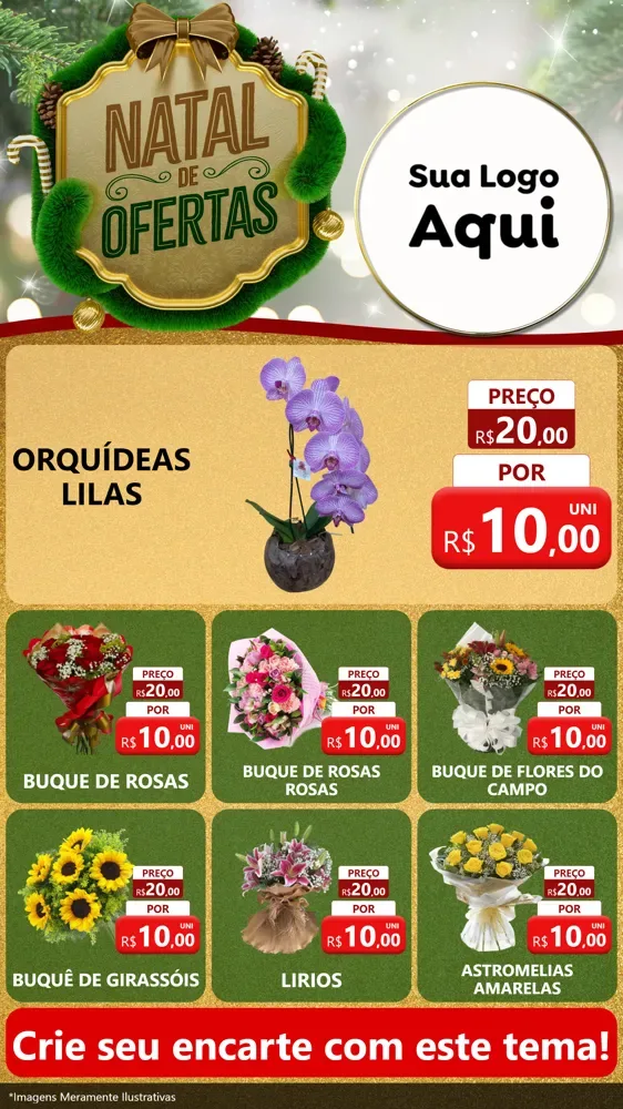 Modelo de Rede Social para Stories com o tema Ofertas de Natal para Floricultura e jardim