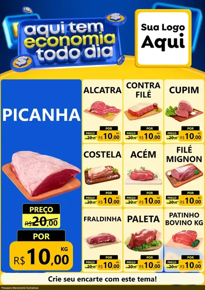 Modelo de Encarte para Encarte A4 Vertical com o tema Aqui Tem Economia Todo Dia para Açougue