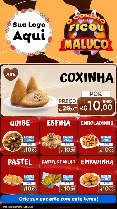 Modelo de Rede Social para Stories com o tema O Coelho Ficou Maluco - Páscoa para Salgadaria