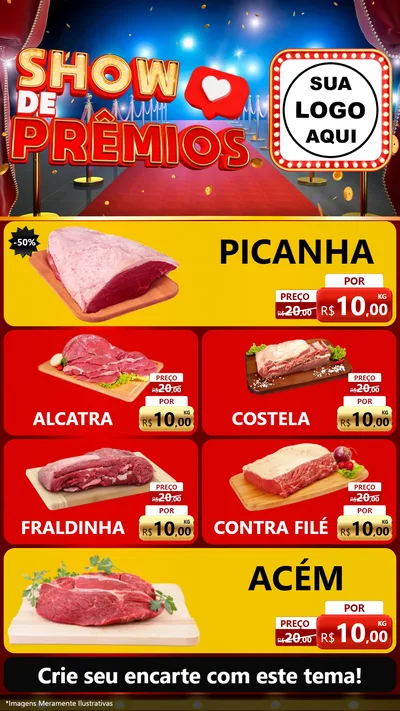 Modelo de TV para TV Vertical com o tema Show de Prêmios para Açougue