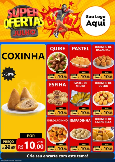 Modelo de Encarte para Encarte A4 Vertical com o tema Super Ofertas Julho para Salgadaria