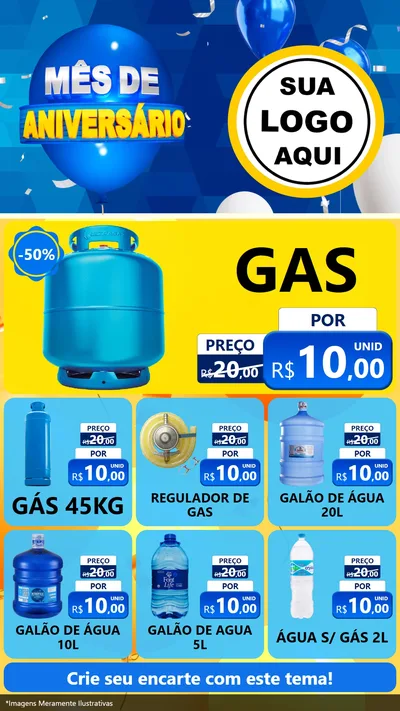 Modelo de Rede Social para Stories com o tema Mês de Aniversário para Água e gás