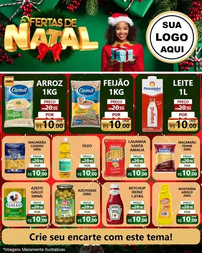 Modelo de Rede Social para Feed Instagram com o tema Ofertas de Natal para Supermercado