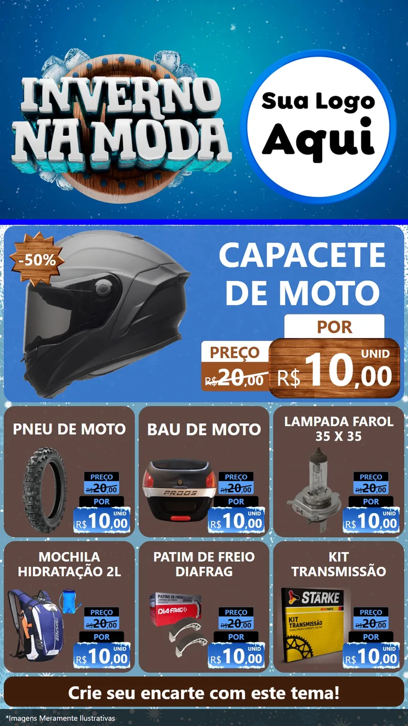 Modelo de Rede Social para Stories com o tema Inverno na Moda para Moto peças