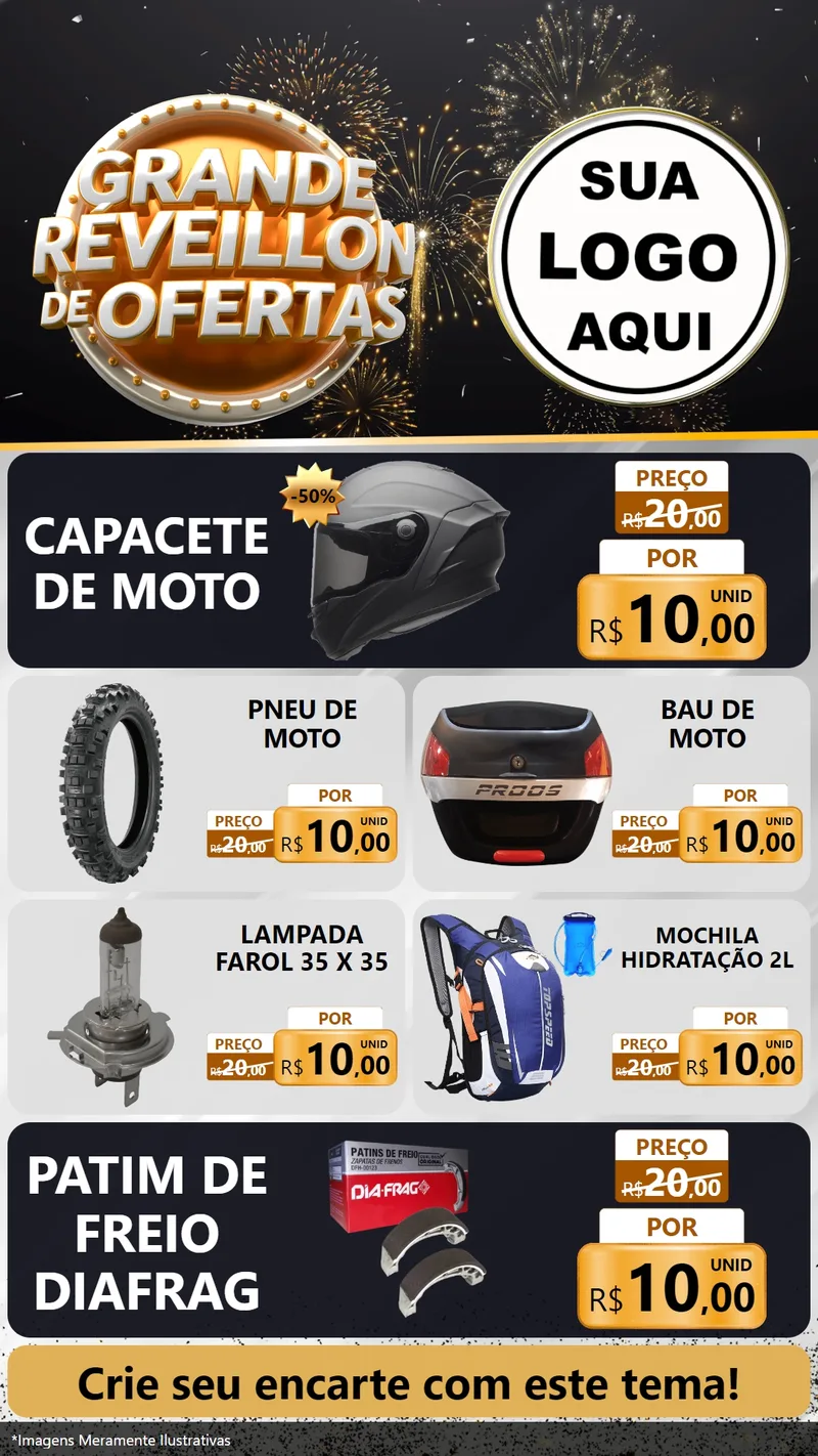 Modelo de TV para TV Vertical com o tema Grande Réveillon de Ofertas para Moto peças
