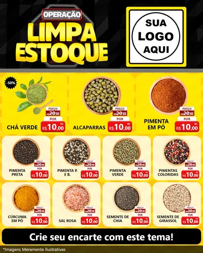 Modelo de Rede Social para Feed Instagram com o tema Operação Limpa Estoque para Produtos Naturais