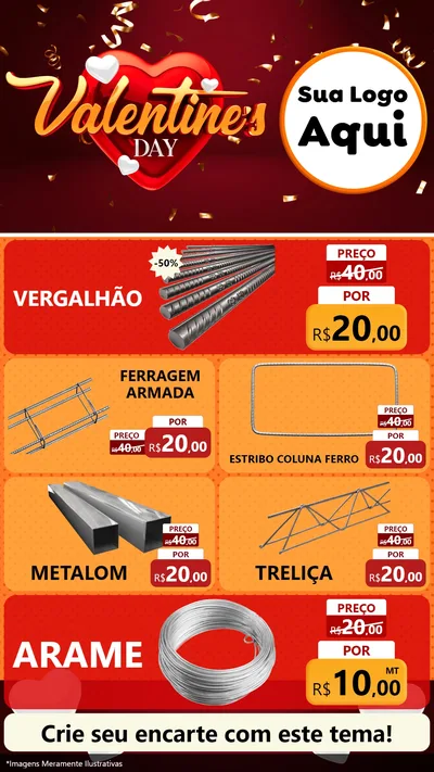 Modelo de TV para TV Vertical com o tema Valentine's Day para Ferragens
