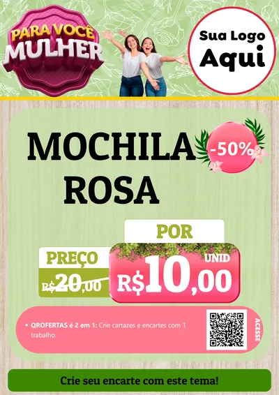 Modelo de Cartaz para Cartaz A4 Vertical com o tema Para Você Mulher para Papelaria