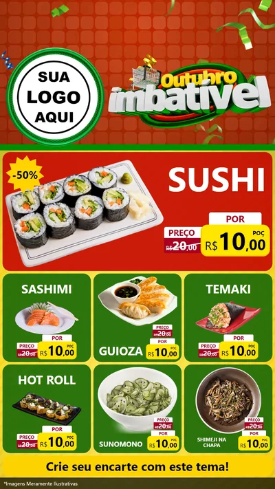 Modelo de Rede Social para Stories com o tema Outubro Imbatível para Comida japonesa