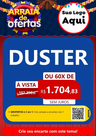 Modelo de Cartaz para Cartaz A4 Vertical com o tema Arraiá de Ofertas para Concessionaria de Carros