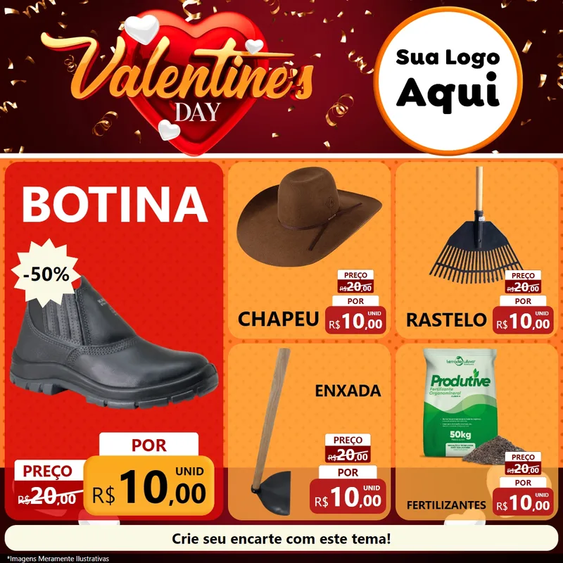 Modelo de Rede Social para Feed Facebook com o tema Valentine's Day para Agropecuária