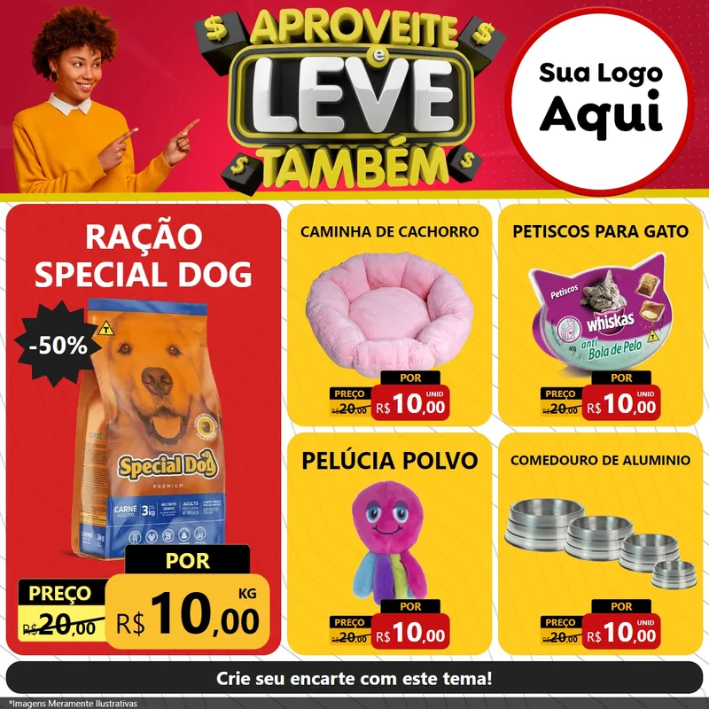 Modelo de Rede Social para Feed Facebook com o tema Aproveite e Leve Também para Pet Shop