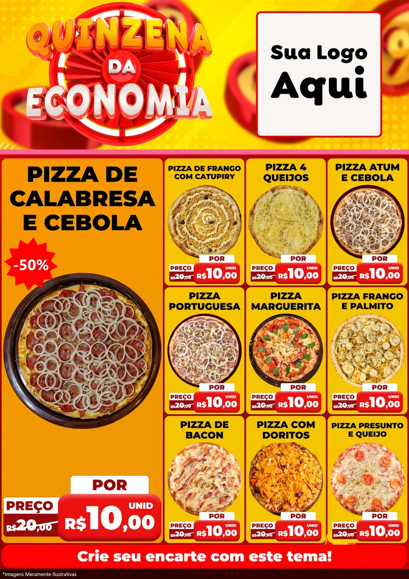 Modelo de Encarte para Encarte A4 Vertical com o tema Quinzena Da Economia para Pizzaria