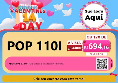 Modelo de Cartaz para Cartaz A4 Horizontal com o tema Valentine's Day para Concessionaria de Motos