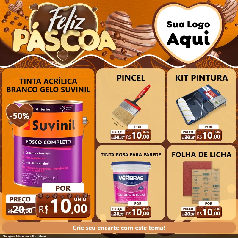 Modelo de Rede Social para Feed Facebook com o tema Feliz Páscoa para Tintas e Ferramentas