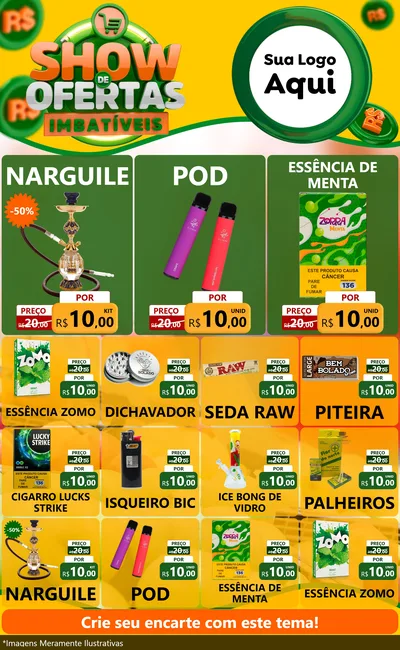Modelo de Encarte para Encarte Grande com o tema Show de Ofertas Imbatíveis para Tabacaria