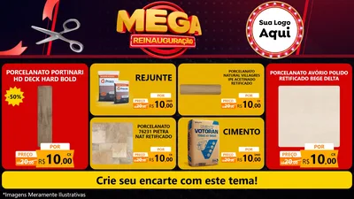 Modelo de TV para TV Horizontal com o tema Mega Reinauguração para Pisos e revestimentos