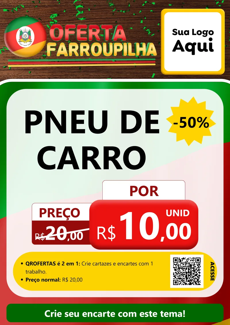Modelo de Cartaz para Cartaz A4 Vertical com o tema Oferta Farroupilha para Auto peças