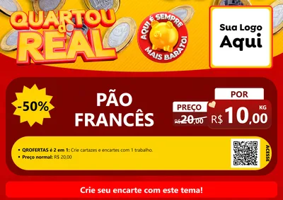 Modelo de Cartaz para Cartaz A4 Horizontal com o tema Quartou do Real para Padaria