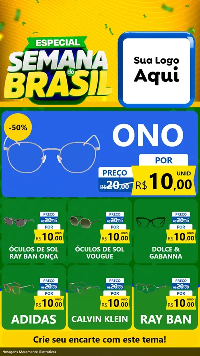 Modelo de Rede Social para Stories com o tema Especial Semana do Brasil para Óticas