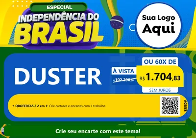 Modelo de Cartaz para Cartaz A4 Horizontal com o tema Especial Independência do Brasil para Concessionaria de Carros