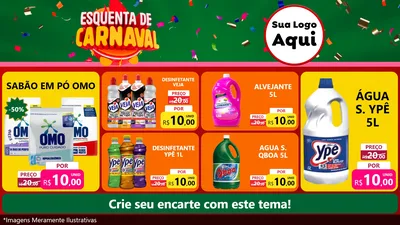 Modelo de TV para TV Horizontal com o tema Esquenta de Carnaval para Produtos de Limpeza