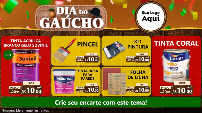 Modelo de TV para TV Horizontal com o tema Dia do Gaúcho para Tintas e Ferramentas