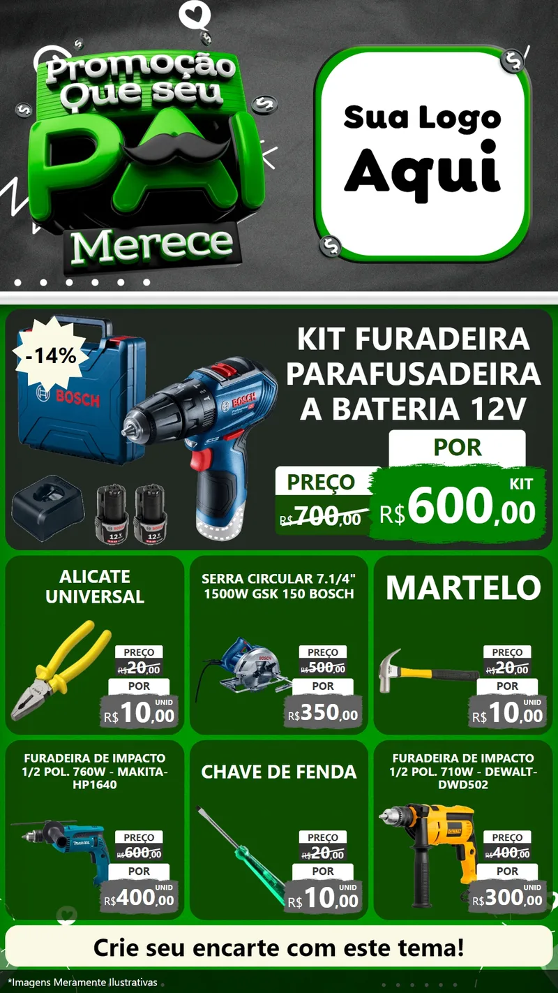 Modelo de Rede Social para Stories com o tema Promoção Que seu Pai Merece para Maquinas e Ferramentas