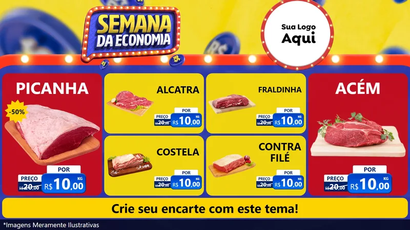 Modelo de TV para TV Horizontal com o tema Semana da Economia para Açougue