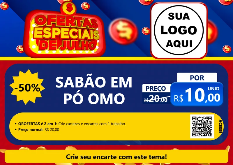 Modelo de Cartaz para Cartaz A4 Horizontal com o tema Ofertas Especiais de Julho para Produtos de Limpeza