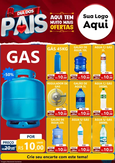 Modelo de Encarte para Encarte A4 Vertical com o tema Dia dos Pais para Água e gás