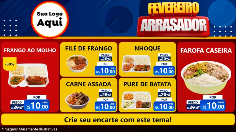 Modelo de TV para TV Horizontal com o tema Fevereiro Arrasador para Restaurante