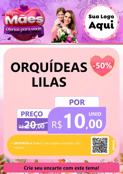 Modelo de Cartaz para Cartaz A4 Vertical com o tema Dia das Mães Ofertas para Você! para Floricultura e jardim