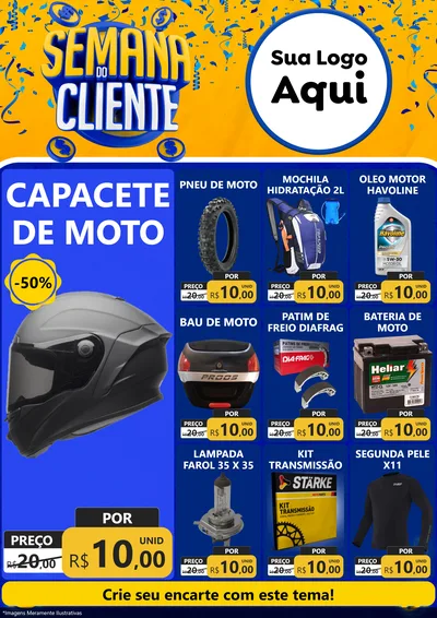 Modelo de Encarte para Encarte A4 Vertical com o tema Semana do Cliente para Moto peças